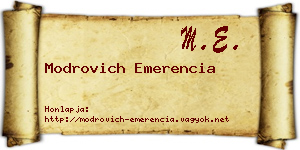 Modrovich Emerencia névjegykártya